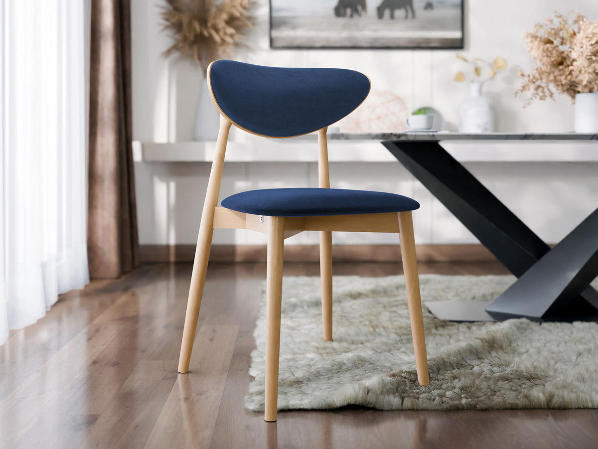 WOHNZIMMER STUHL KT65/C, Holzfarbe: Buche - Blau/Buchefarben, Holz/Textil (48/80/49cm) - MIRJAN24