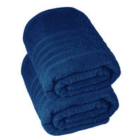 BADETUCH London Marine Blau 2er Set 100x150 - Dunkelblau, Textil (100/150cm) - Lashuma