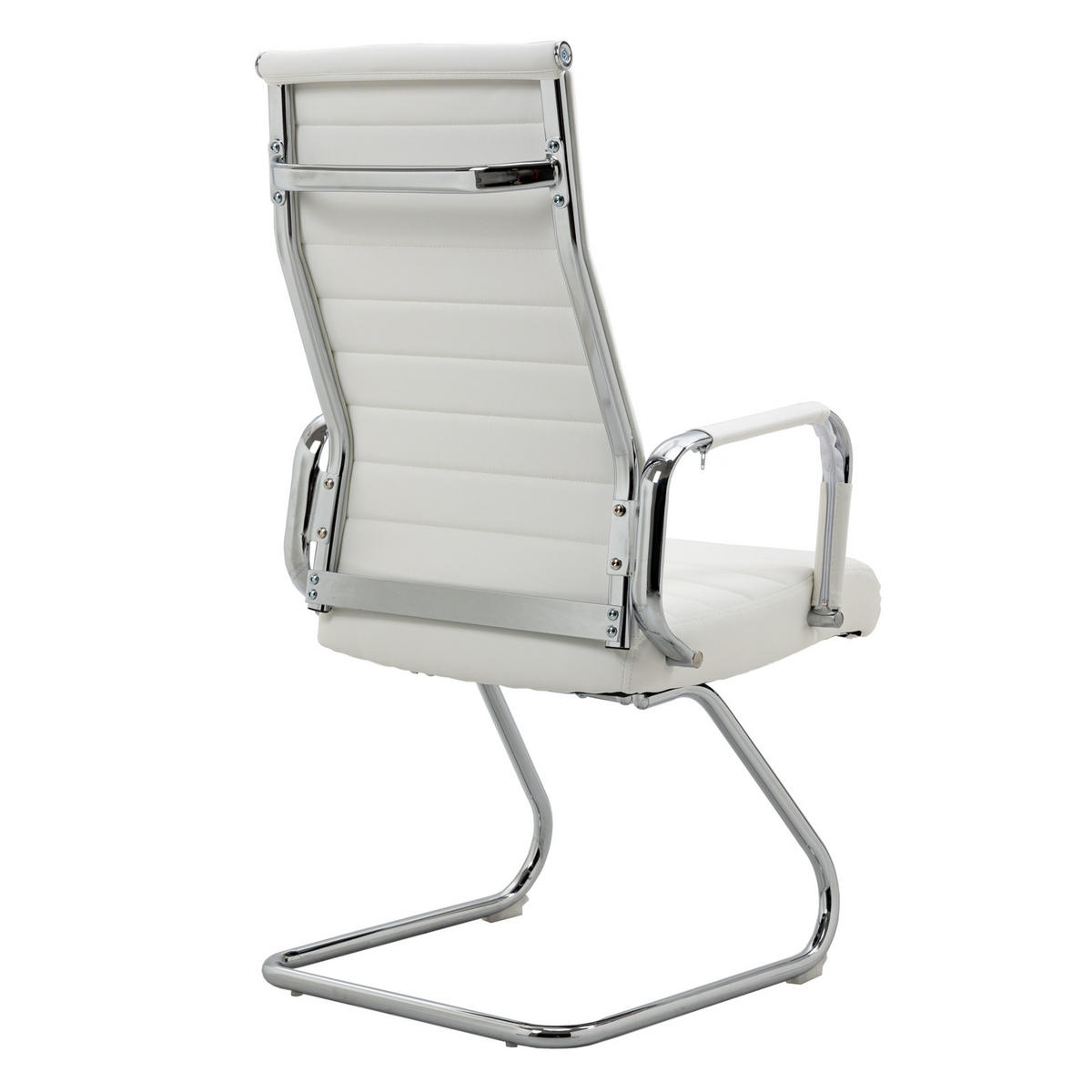 BESUCHERSTUHL OFFICE COMFORT 2er Set Kunstleder Weiß - Silberfarben/Weiß, Textil/Metall (56.5/110/64cm) - SVITA
