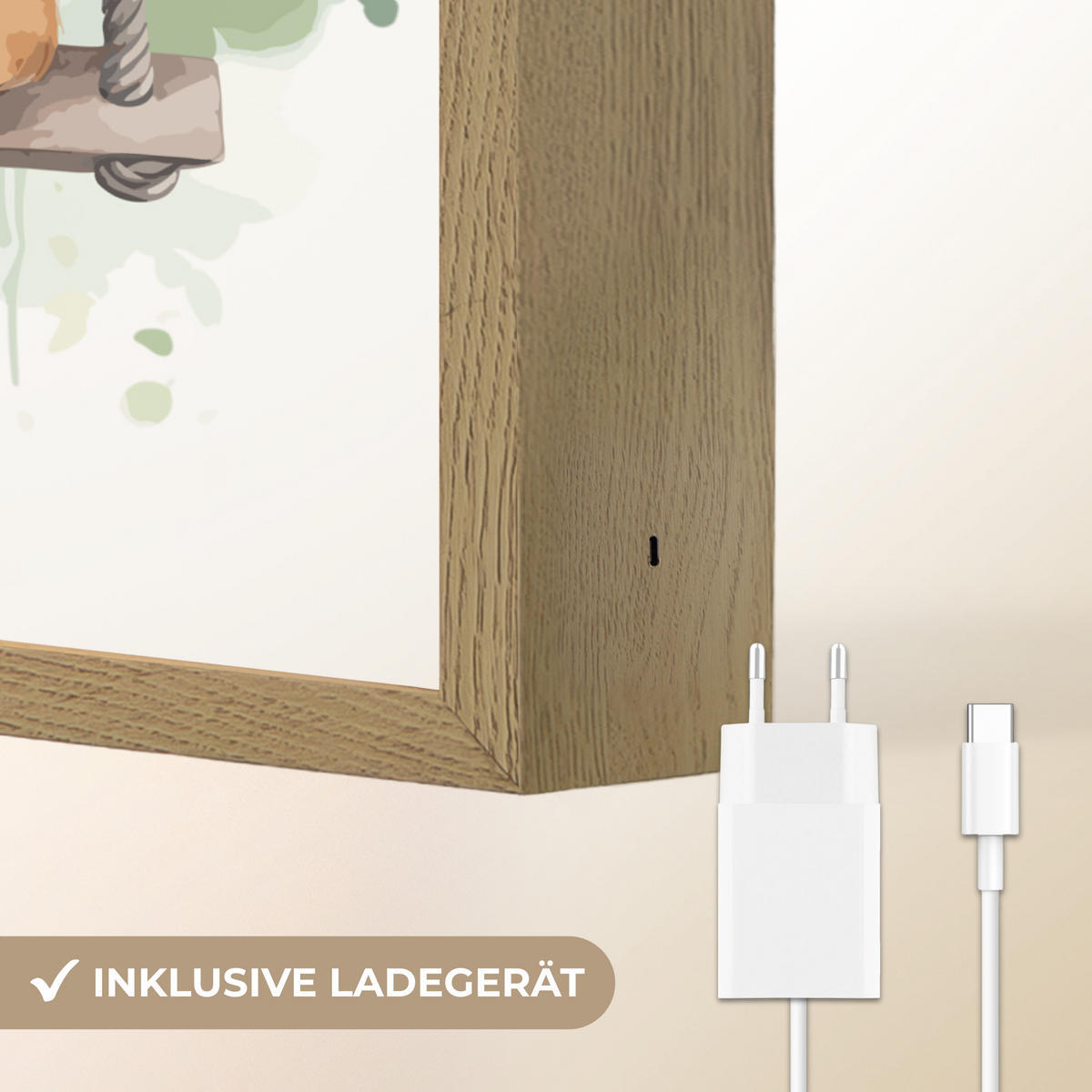 NACHTTISCHLAMPE MIT AKKU Löwe - Tier - Kinder - Dschungel 30x40 cm - Weiß, Holzwerkstoff (8/30/40cm) - OnlyWow