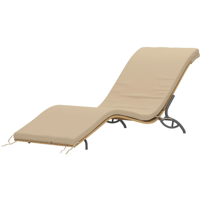 SONNENLIEGE Polyrattan Wasserabweisend Beige mit Kissen 120 kg belastbar - Beige, Metall (63/76/166cm) - ComfortXL