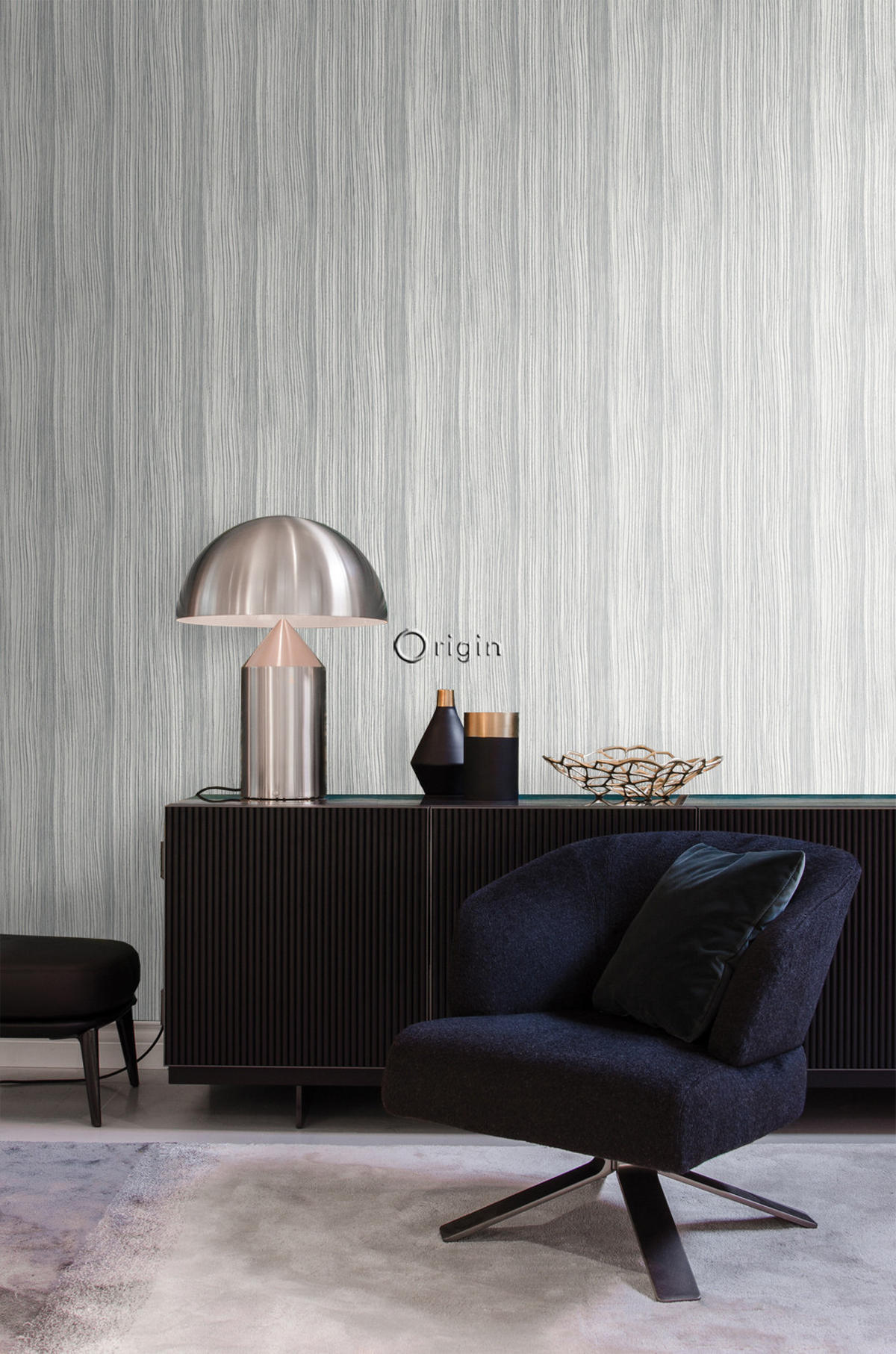 TAPETE Streifenmuster 53 cm x 10.05 m - Grau, Papier (53/1000cm) - Origin Wallcoverings