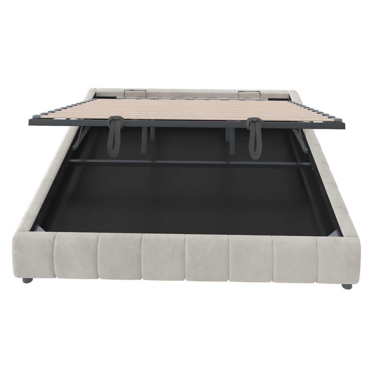POLSTERBETT mit Stauraum und LED 180x200 cm Samt Beige - Beige, Metall (180/200cm) - Beauniv