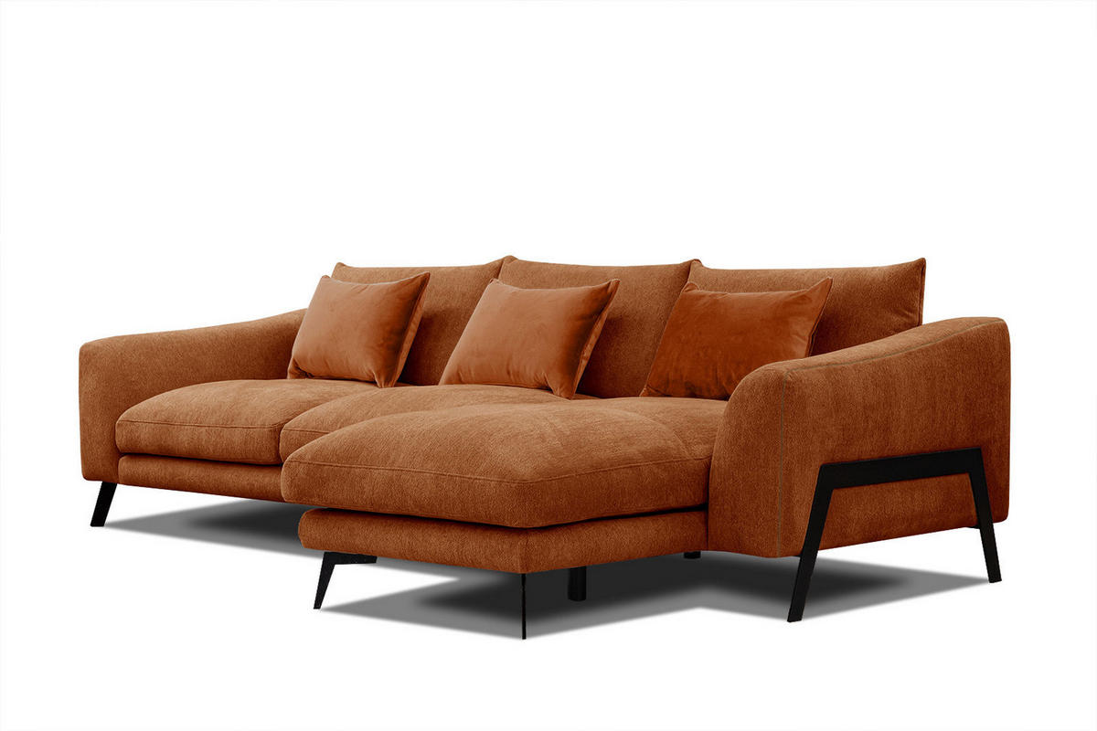 ECKSOFA WINTER 4-Sitzer, dunkelorange - Dunkelorange/Schwarz, Holzwerkstoff/Textil (293/172cm) - Courtois Laville