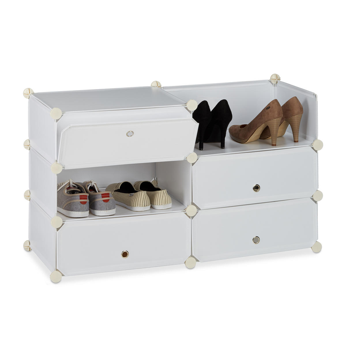 SCHUHSCHRANK - Weiß, Kunststoff/Metall (49/107/37cm) - Relaxdays