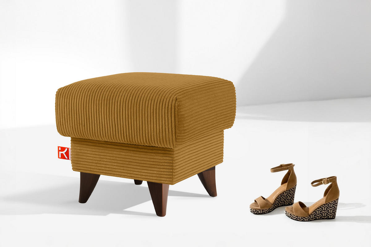 FUẞSTÜTZE GUSTAVO II, Gelb - Gelb/Braun, Holz/Holzwerkstoff (53/49/53cm) - KONSIMO®