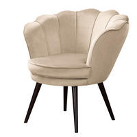 SESSEL - Samt, Füße Dunkel - Dunkelbraun/Creme, Birkenholz/Textil (75/74/75cm) - home24