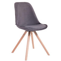STUHL Samt dunkelgrau - Eukalyptusholzfarben/Dunkelgrau, Holz/Textil (48/84/56cm) - CLP