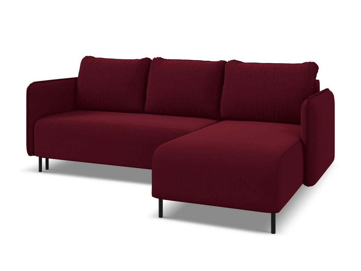 ECKSOFA mit Schlaffunktion Samt Stoff Rot - Bordeaux/Rot, Holz/Textil (236/162cm) - Makamii