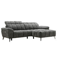 ECKSOFA mit Longchair - Grau - Chenille - Braun/Grau, Textil/Metall (266/178cm) - home24