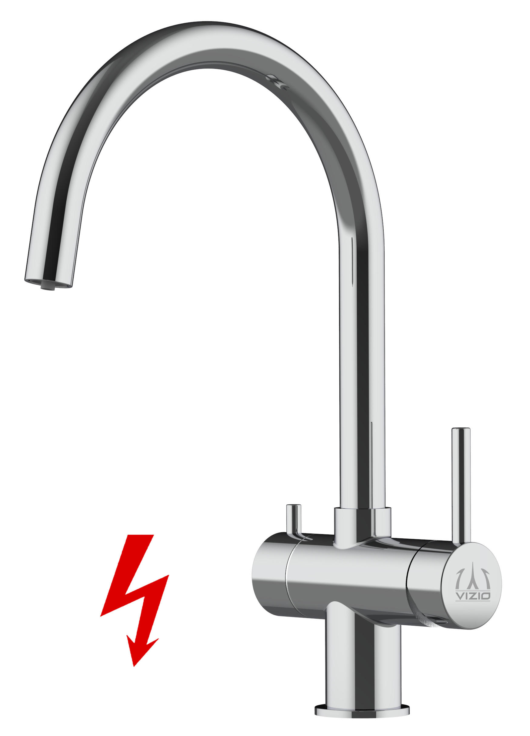 NIEDERDRUCK-3-WEGE-KÜCHENARMATUR, Edelstahl Massiv aus Chirurgenstahl, Hochglanz, 560° schwenkbar - Edelstahlfarben, Metall (21.4/39/21.4cm) - VIZIO