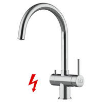NIEDERDRUCK-3-WEGE-KÜCHENARMATUR, Edelstahl Massiv aus Chirurgenstahl, Hochglanz, 560° schwenkbar - Edelstahlfarben, Metall (21.4/39/21.4cm) - VIZIO