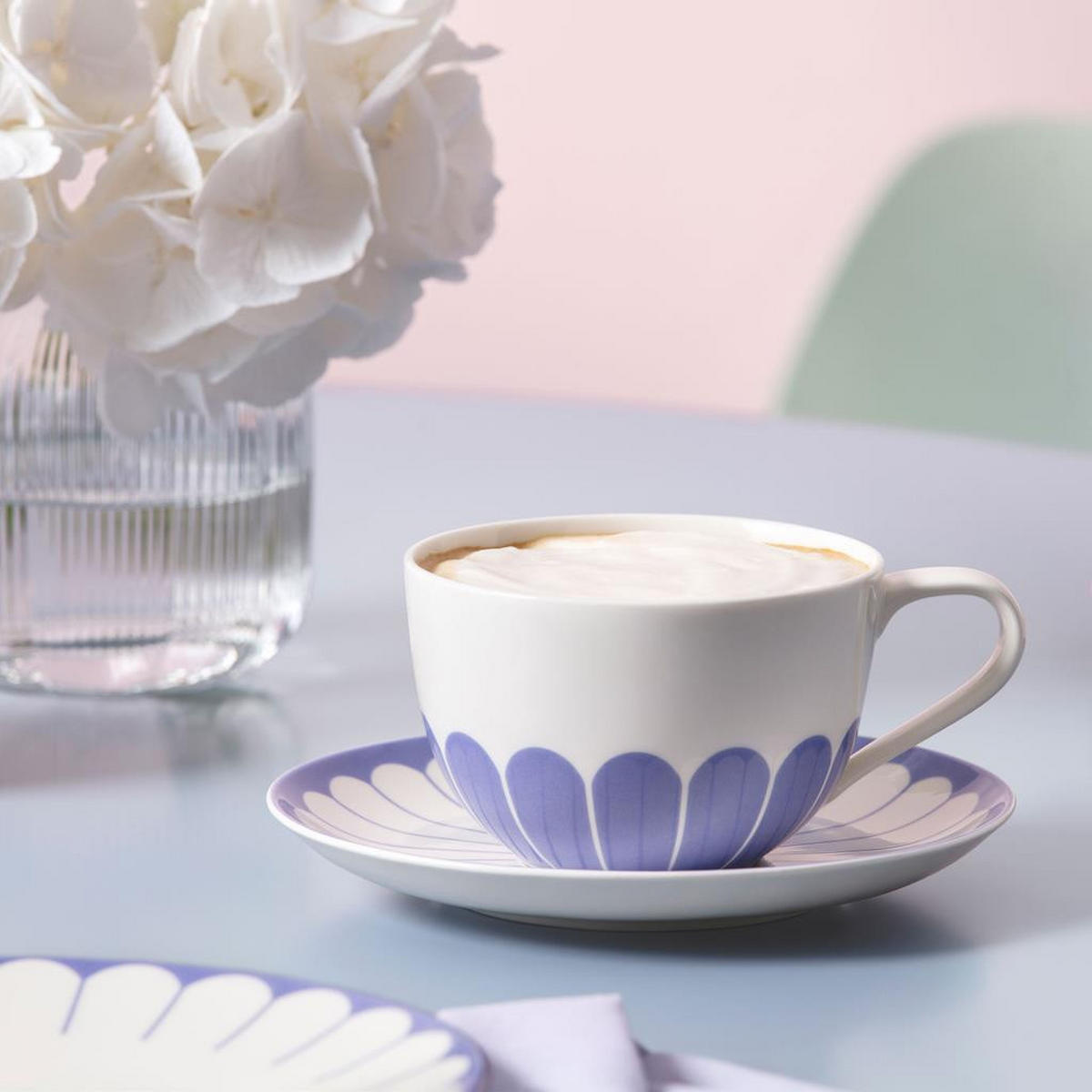 CAPPUCCINOTASSEN MIT UNTERTASSEN Fleur Couleur Bleu 300 ml 6er Set - Blau, Keramik (0.3L) - Villeroy & Boch