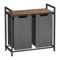 WÄSCHEBEHÄLTER mit 2 Fächern 46L - Grau, Holzwerkstoff (33/72/73cm) - Calicosy