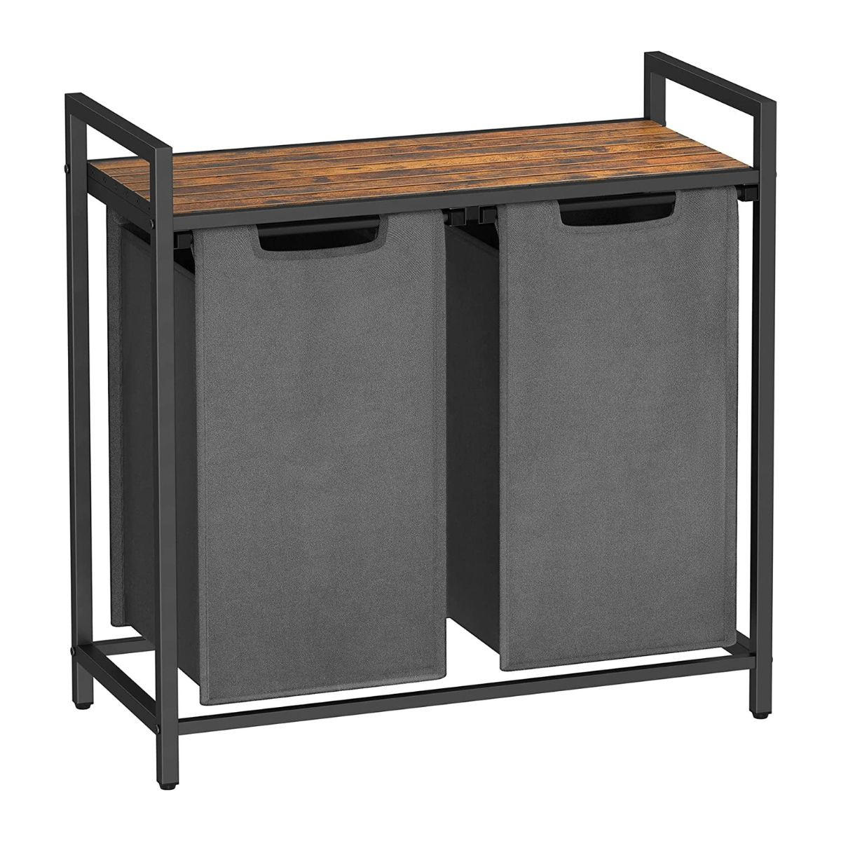 WÄSCHEBEHÄLTER mit 2 Fächern 46L - Grau, Holzwerkstoff (33/72/73cm) - Calicosy