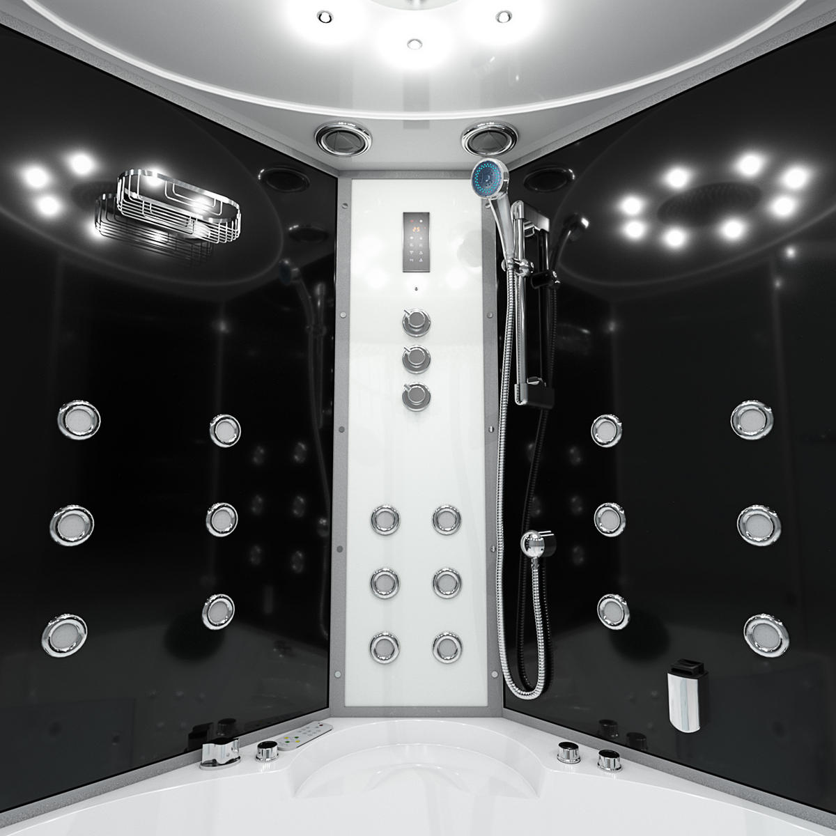 DAMPFDUSCHE Whirlpool K60-SW-TH-EC-SC - Schwarz, Glas/Kunststoff (140/140/210cm) - AcquaVapore by Sandra Jentho