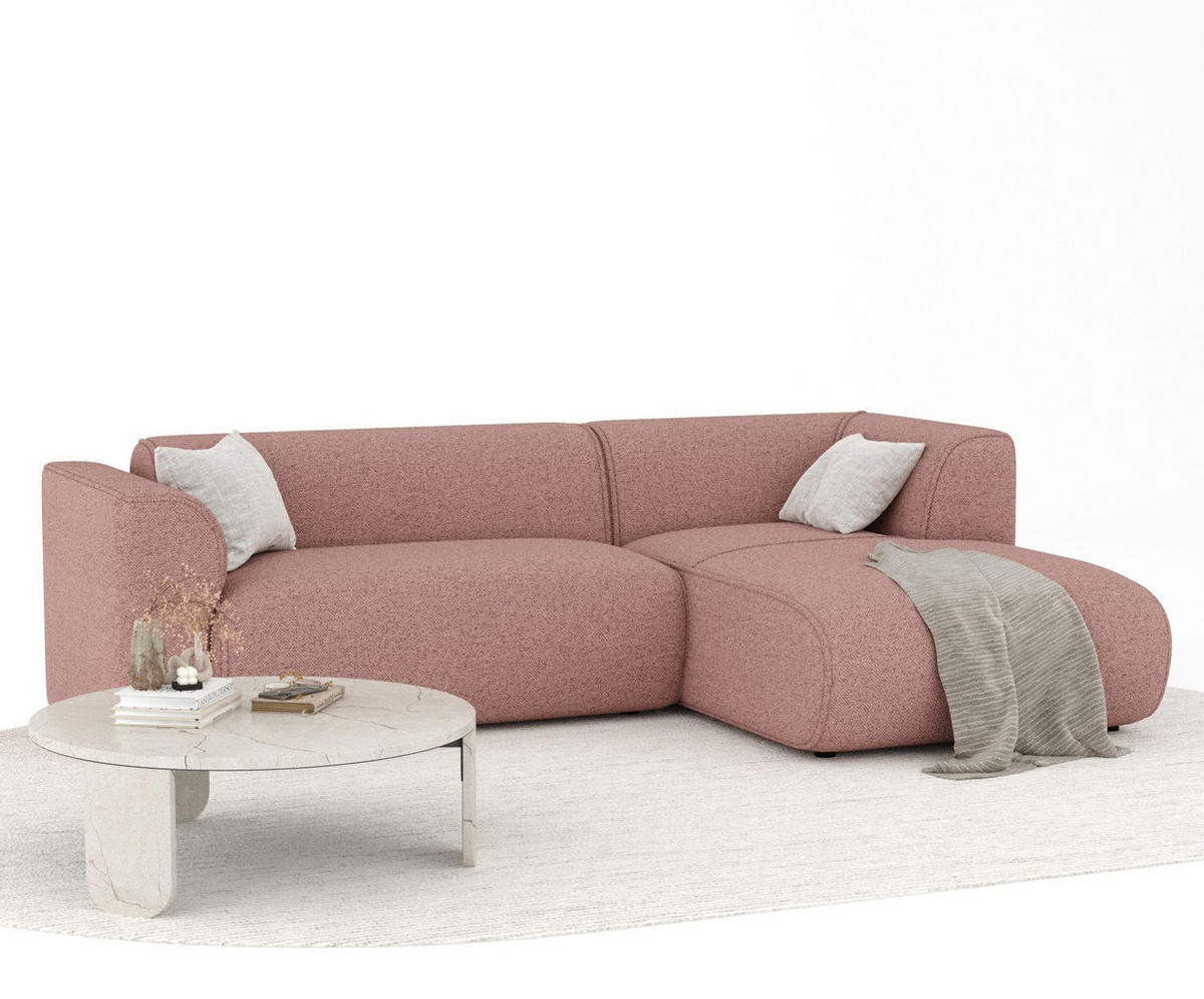 ECKSOFA Melani Rosa Webstoff - Rechts Seite - Pink/Schwarz, Holz/Holzwerkstoff (162/256cm) - Maison de Reve