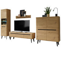 WOHNWAND Artisan Eiche schwarz, Wohnkombination 4-teilig skandinavisch, 360 x 197 cm - Eiche Artisan, Holzwerkstoff (360/197/40cm) - Furn.Design