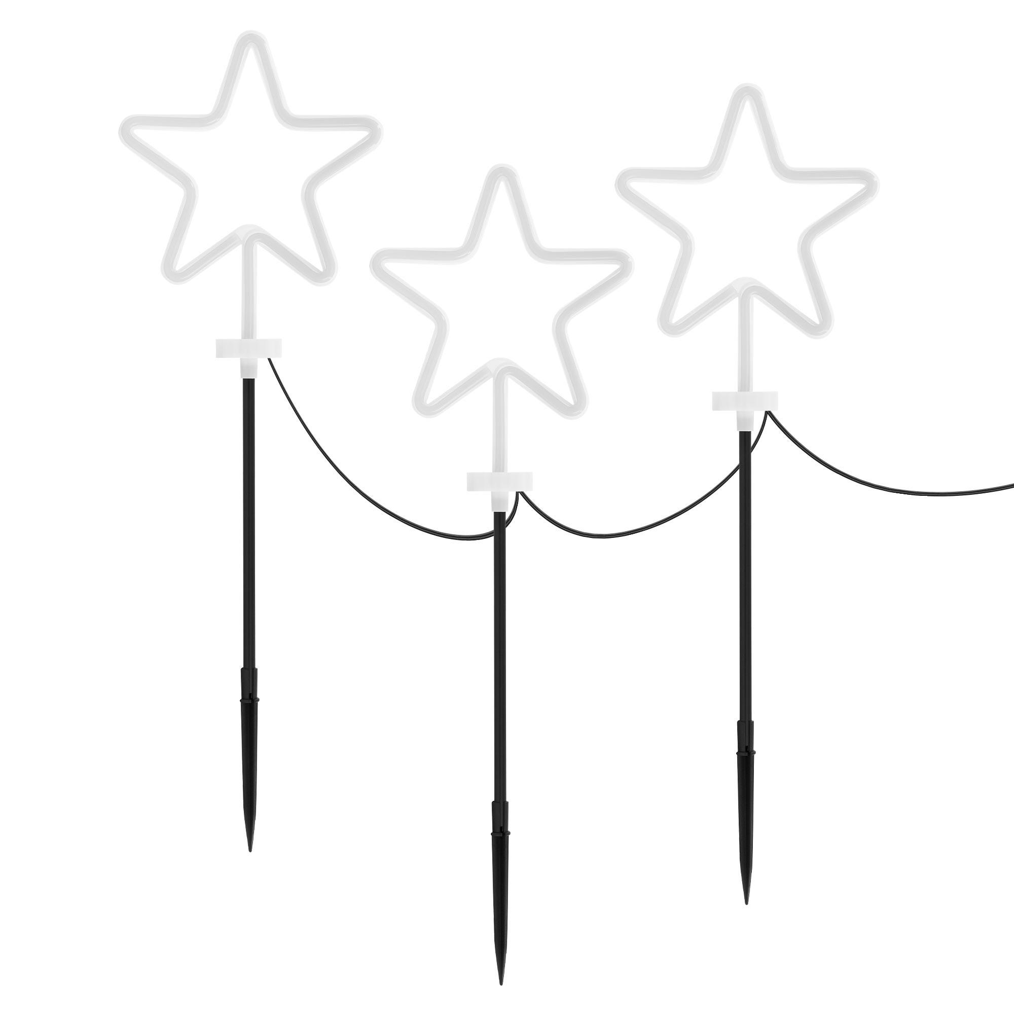 GARTENSTECKER STERN 3er Set H:58 cm Außen für Weihnachten - Weiß, Kunststoff (1.8/58/500cm) - ECD-Germany