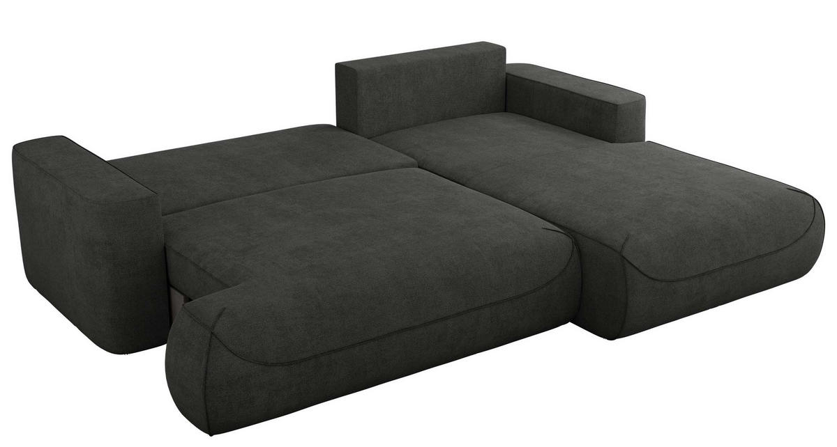 ECKSOFA OVO L Dunkelgrau Struktur - Rechts Seite - Dunkelgrau/Schwarz, Kunststoff/Textil (195/271cm) - MKS