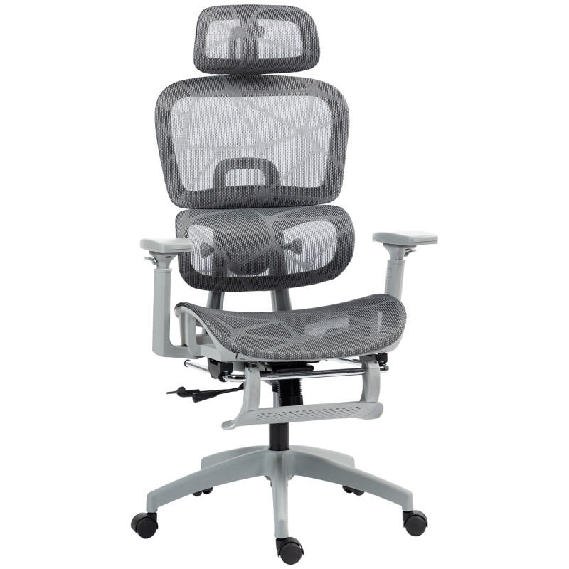 DREHSTUHL 66/64/114-122 cm, ergonomisch verstellbar, neigbar bis 135°, Grau - Grau, Kunststoff (64/122/66cm) - Redom