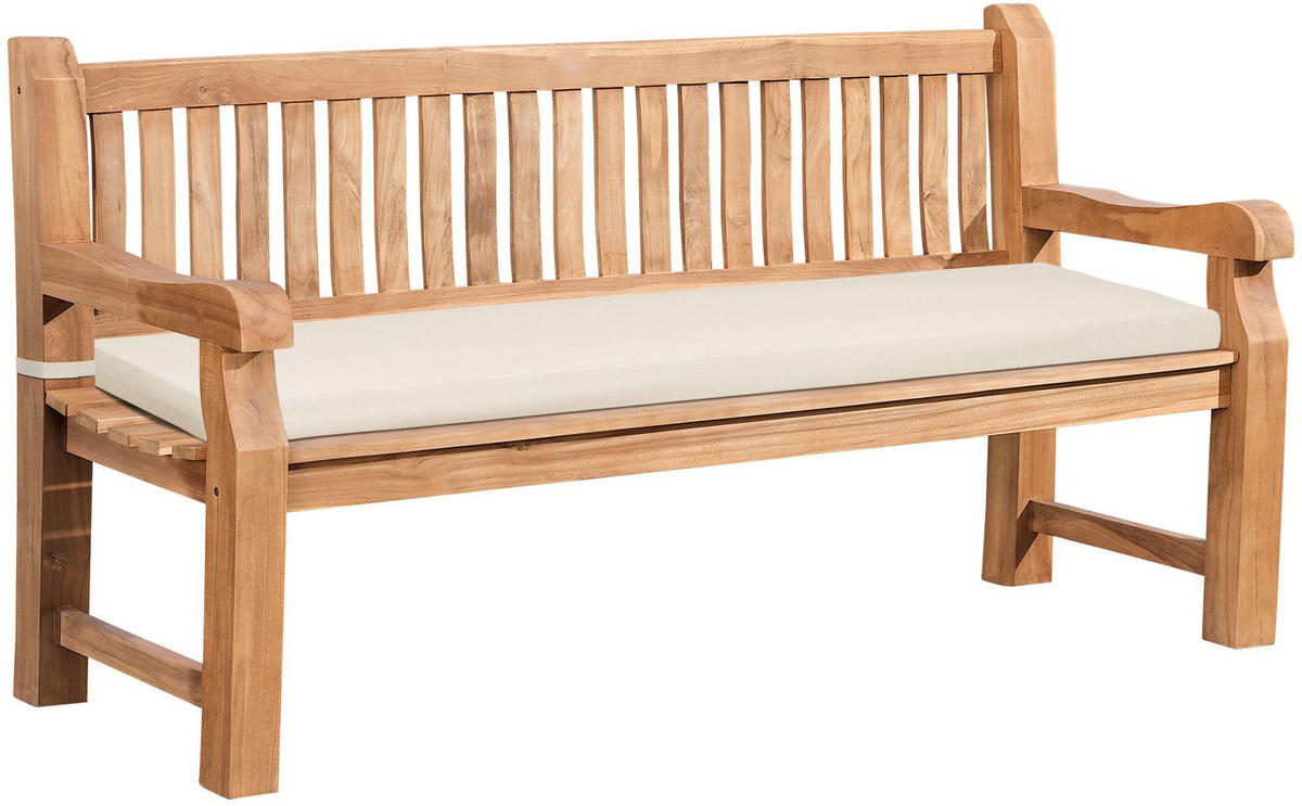 GARTENBANK Teakbank Dabel Holz Creme Holzbank 180cm - Creme, Holz (180/93/61cm) - DELUKE