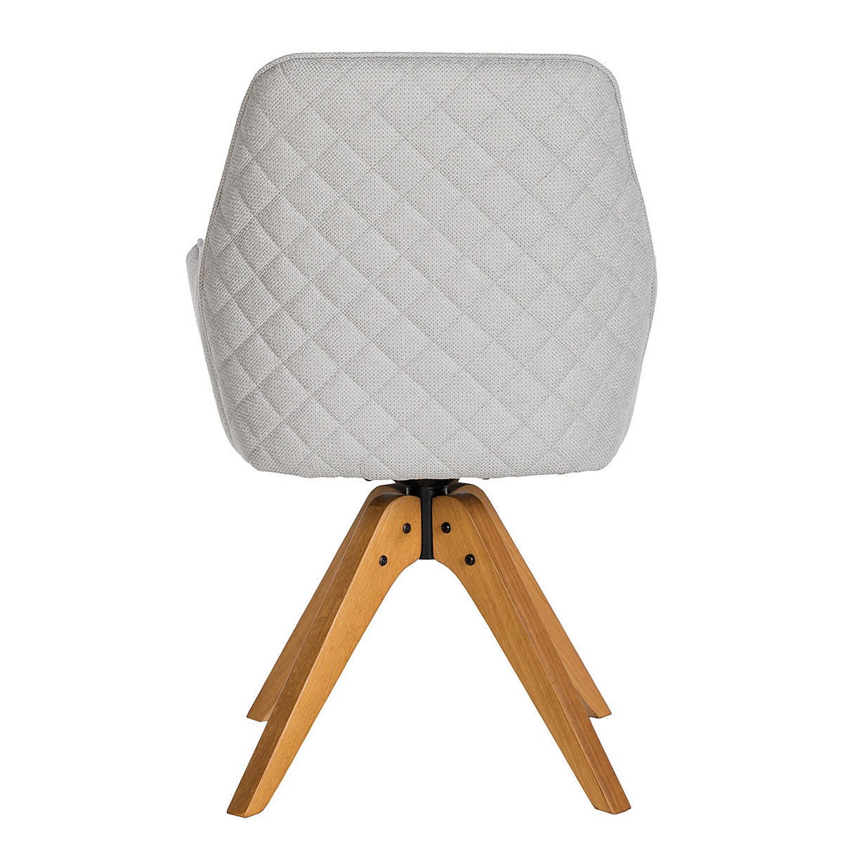 DREHBARER ARMLEHNENSTUHL - Strukturstoff / Eiche massiv - Hellgrau / Eiche - Hellgrau, Eichenholz/Holz (59/88/63cm) - home24