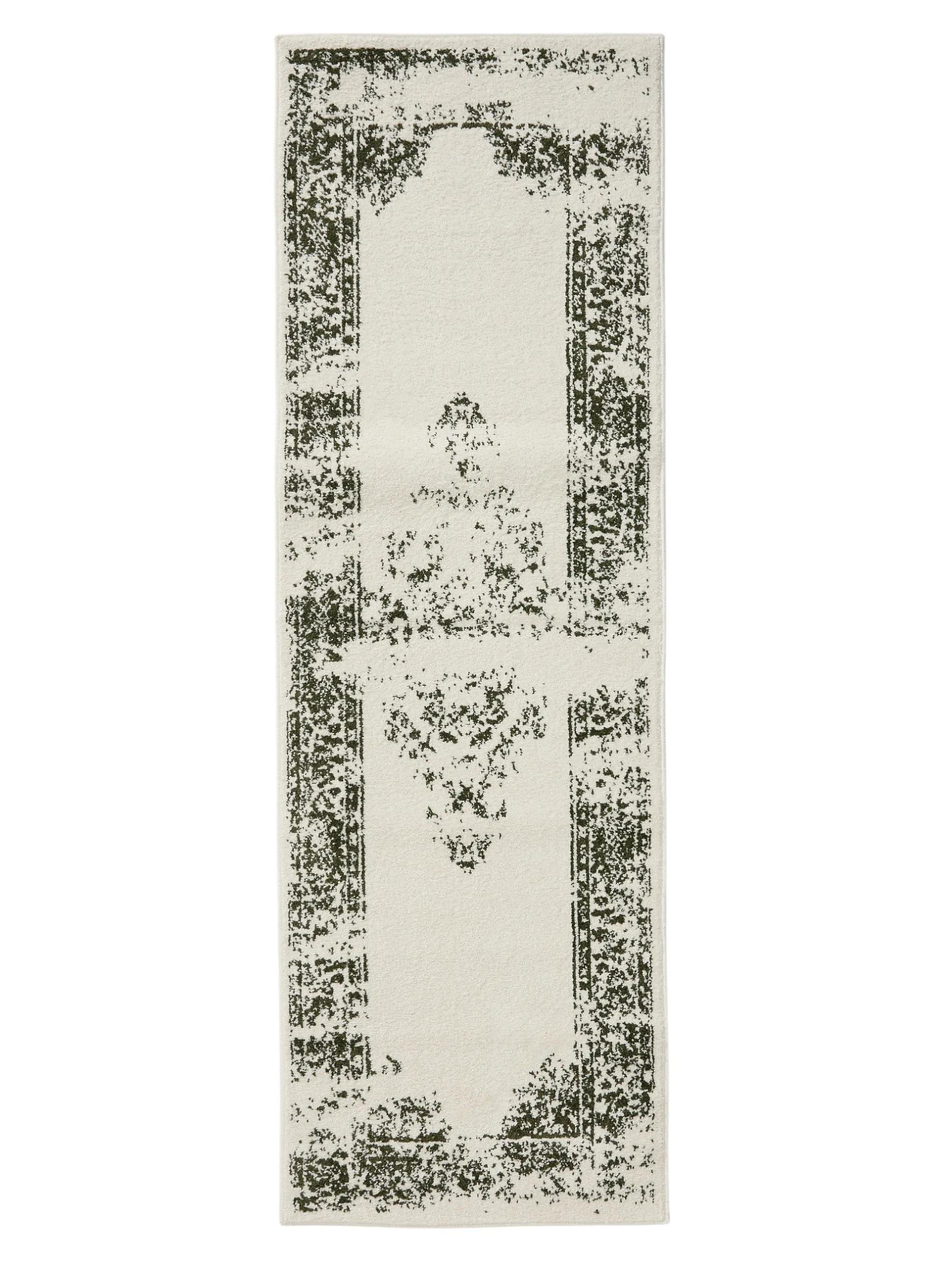 VINTAGE-LÄUFER Sia 80/240 cm - Creme/Grün, Kunststoff (80/240cm) - benuta