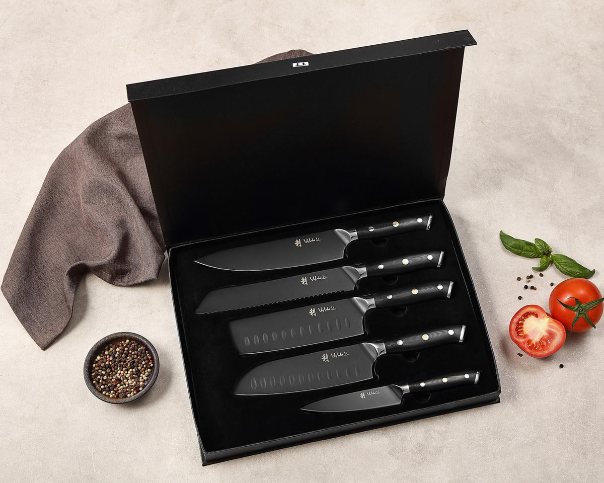 MESSER-SET 6-TEILIG 12,5–21 cm - Schwarz, Holz/Metall (1/1/1cm) - Wakoli