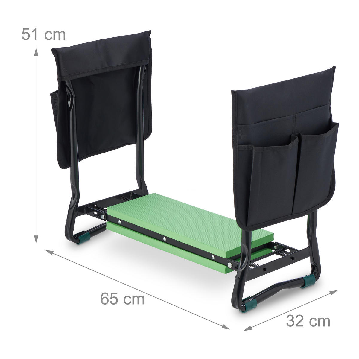 KNIEBANK - Schwarz, Textil/Metall (65/51/32cm) - Relaxdays