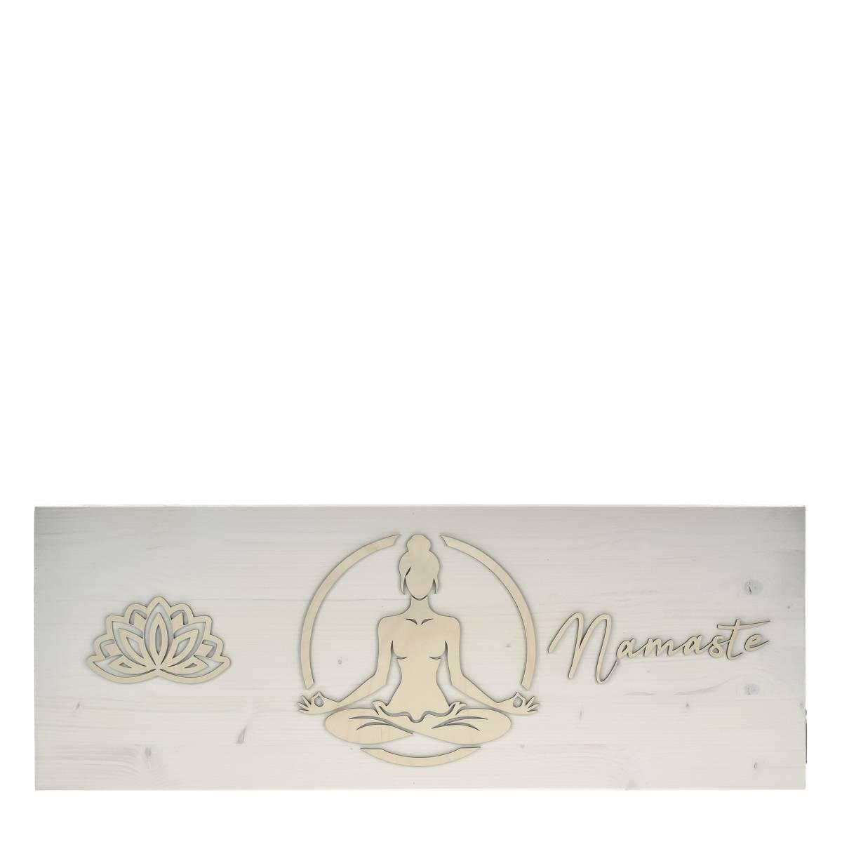 HOLZBILD Yoga weiß Padmasana - Lotussitz 80x30 cm - Weiß, Holz (80/30cm) - Raumzutaten