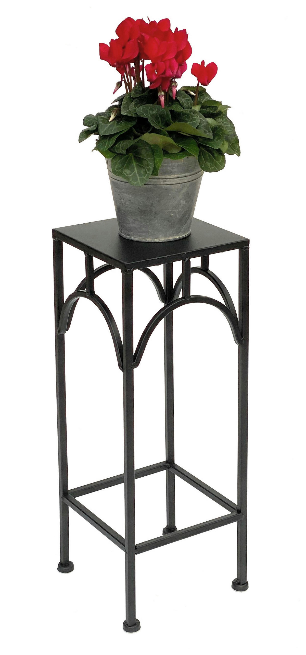 BLUMENHOCKER Metall Schwarz Eckig 50 cm 96132 S - Schwarz, Metall (18/50/18cm) - DanDiBo