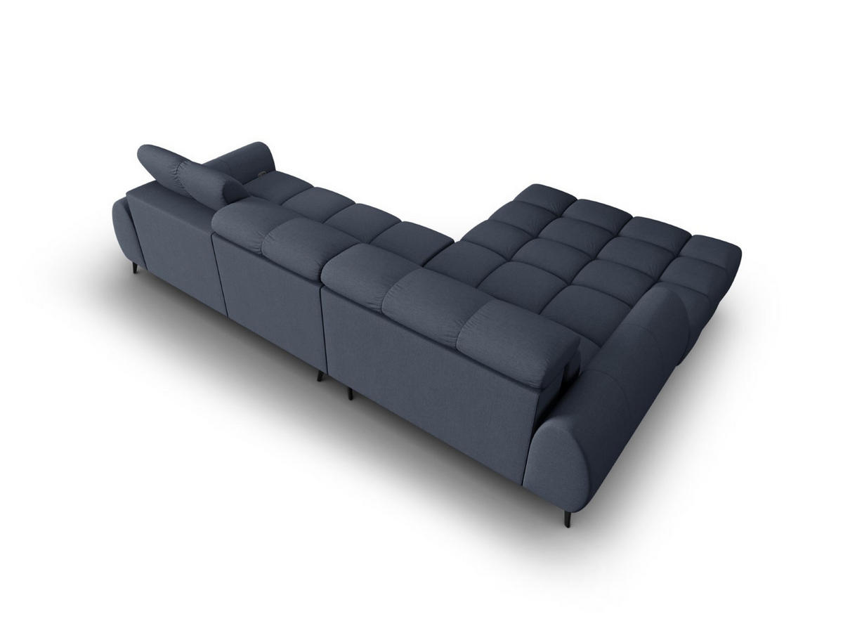 ELEKTRISCHES-ECKSOFA links Alyse aus strukturiertem Stoff dunkelblau 5 Sitzplätze - Dunkelblau, Textil (188/295cm) - Micadoni