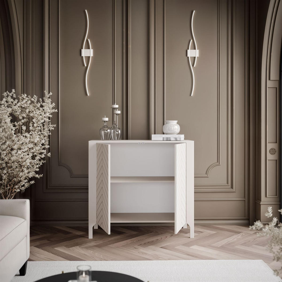 ZWEITÜRIGE Highboard LUMI 103 cm, Kaschmir - Kaschmir, Holzwerkstoff (103/95/41cm) - Lookway