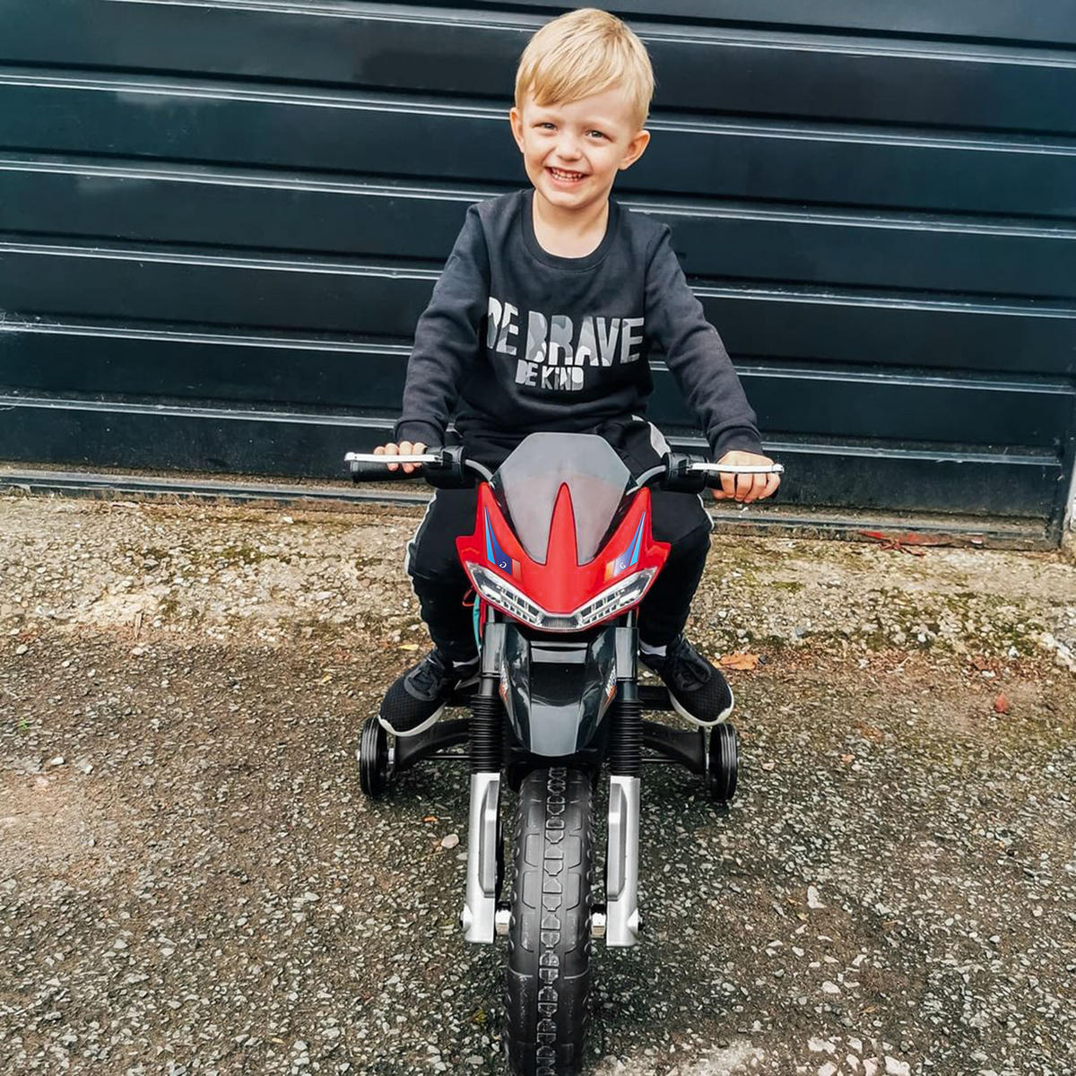 ELEKTRO-MOTORRAD DE-12979 mit Stützrädern Rot - Rot, Kunststoff (105/52/62cm) - ComfortXL