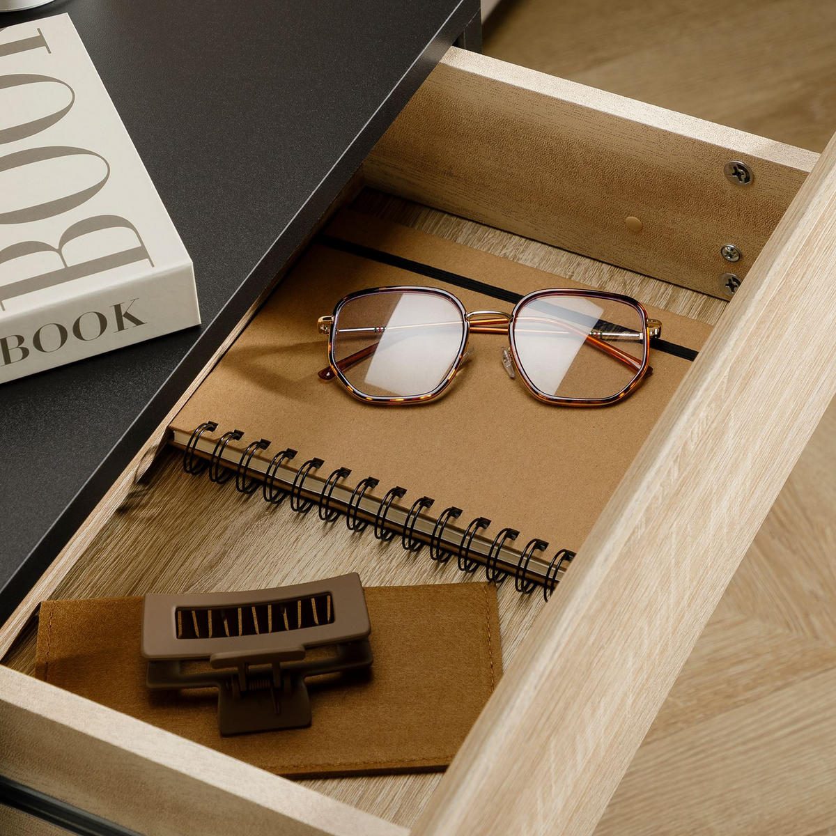 HÄNGENDER NACHTTISCH ANNE - Schwarz/Sonoma Eiche, Holzwerkstoff (42/14/30cm) - CARO-Möbel