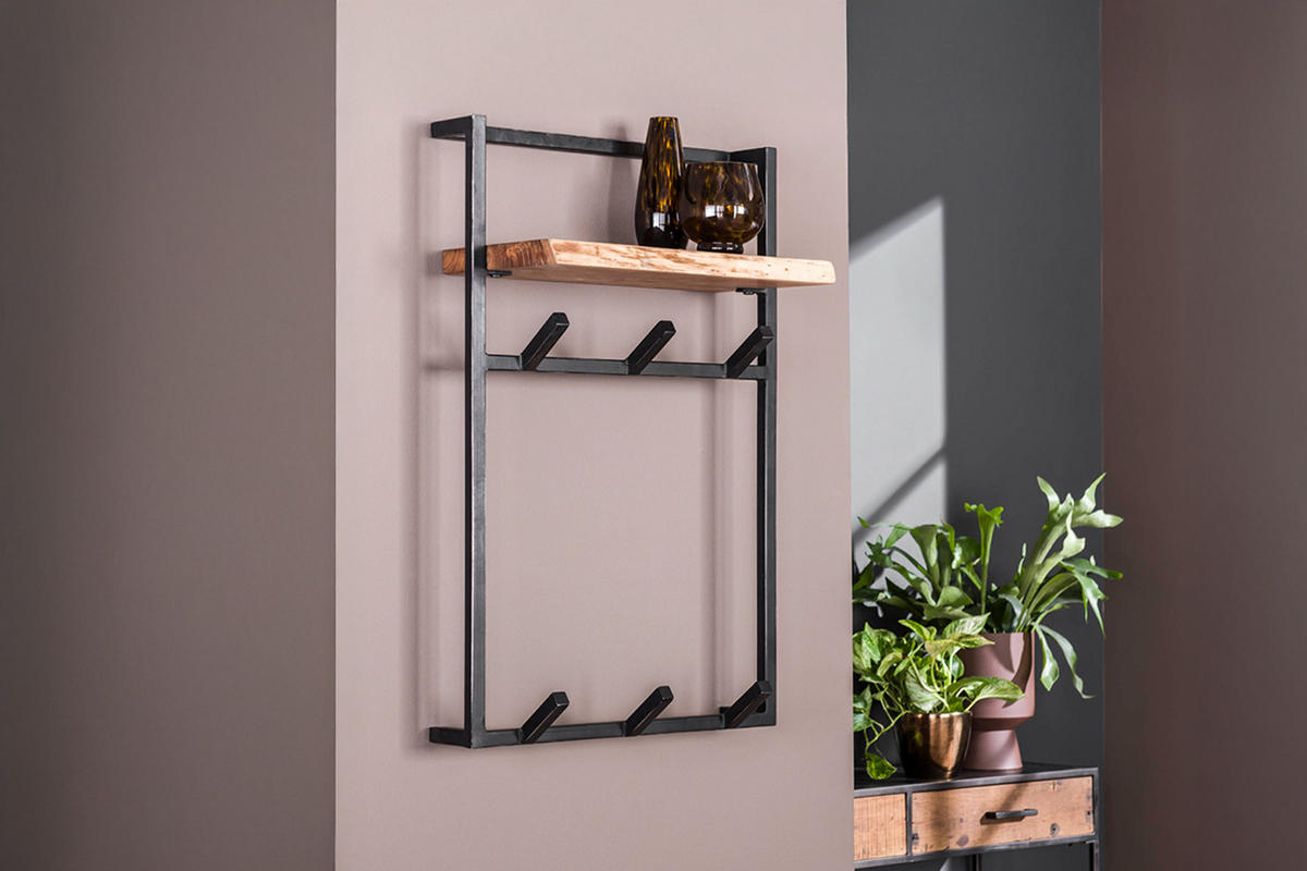 GARDEROBE RAICA Schwarz Akazie - Schwarz, Metall (51/80/30cm) - KAWOLA