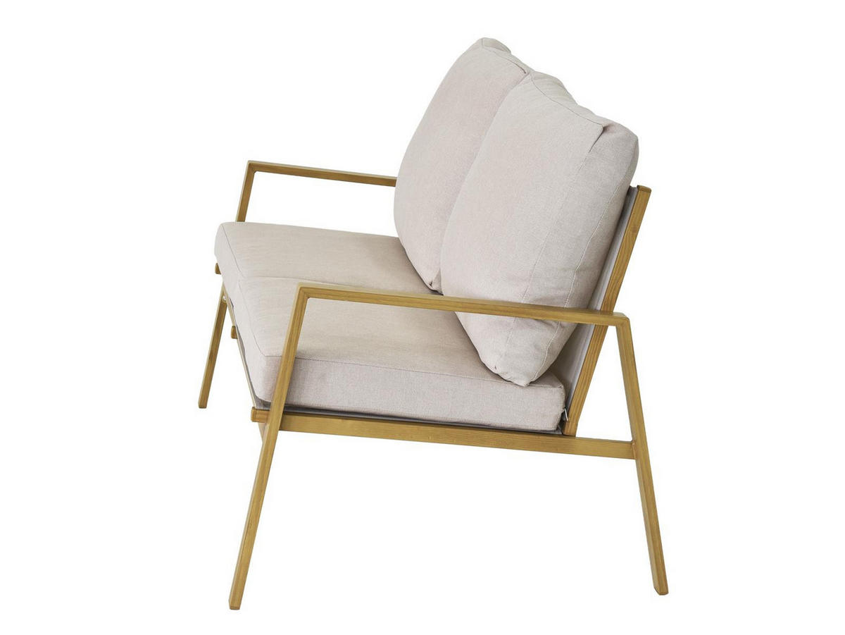 LOUNGE-SET Palamos Holzoptik 4-teilig mit Sofa, 2 Sesseln und Couchtisch - Braun, Kunststoff - bellavista - Home & Garden