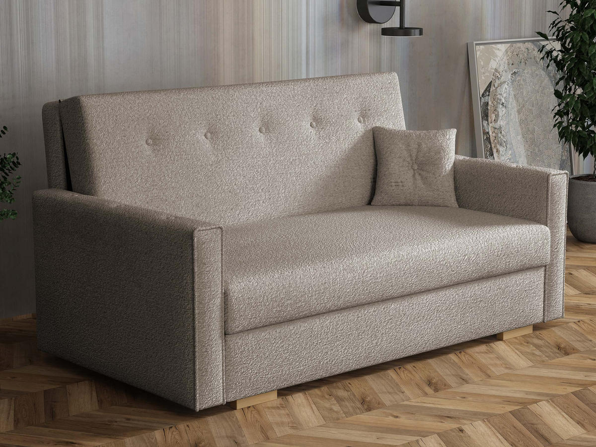 SCHLAFSOFA Viva Sonic III - Hellbraun/Schwarz, Holz/Textil (153/85/100cm) - MIRJAN24