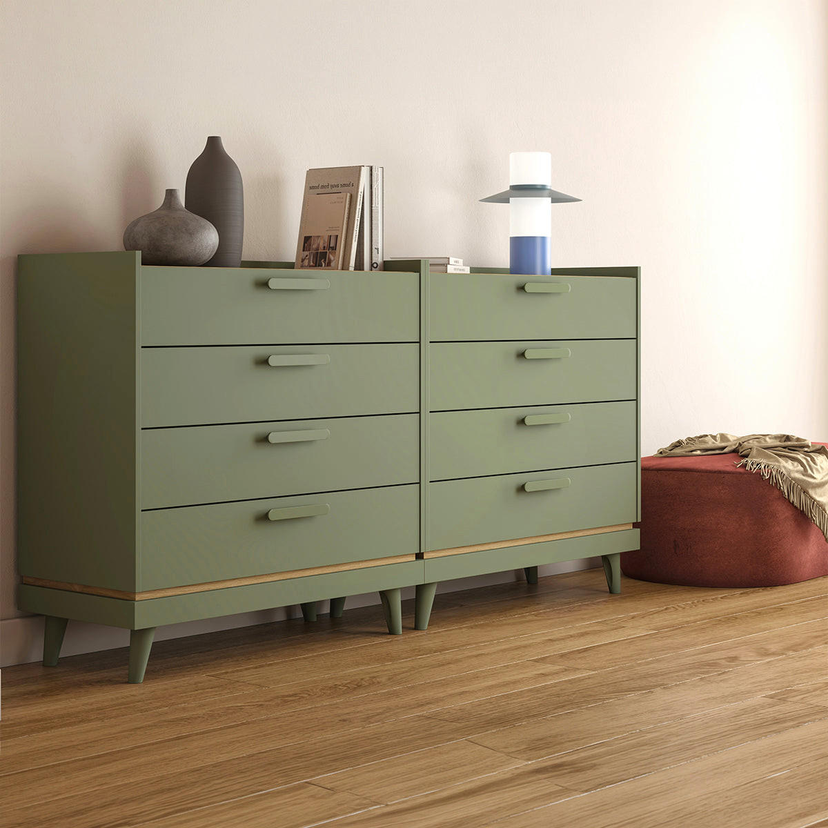 KOMMODE Sandy Grün - Grün, Holzwerkstoff (90/90/40cm) - Petits-meubles
