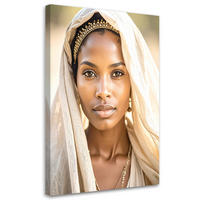WANDBILD, Porträt einer in einen leichten Stoff gehüllten Frau - Beige, Textil (70/100cm) - Feeby