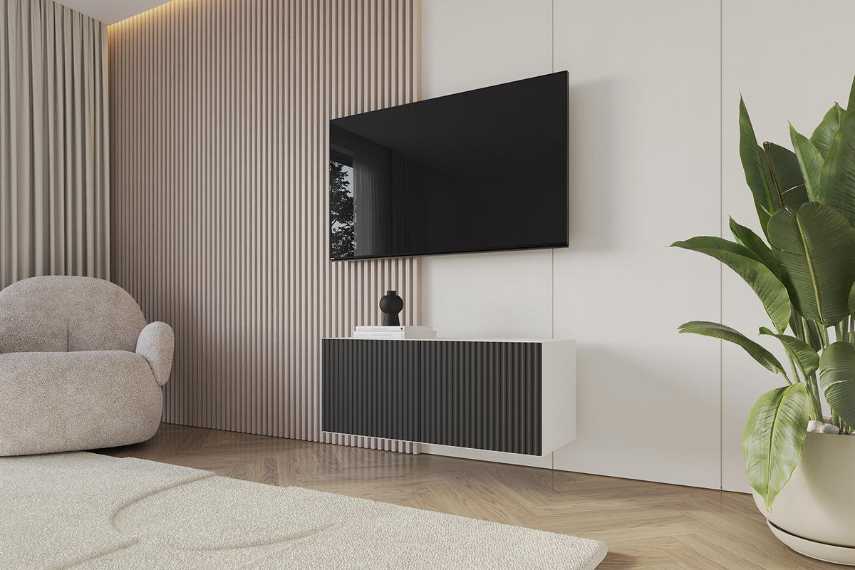 LOWBOARD NOA-2-W 100x40x41 cm - Weiß / Schwarz - Schwarz, Holzwerkstoff (100/40/41cm) - ALTDECOR