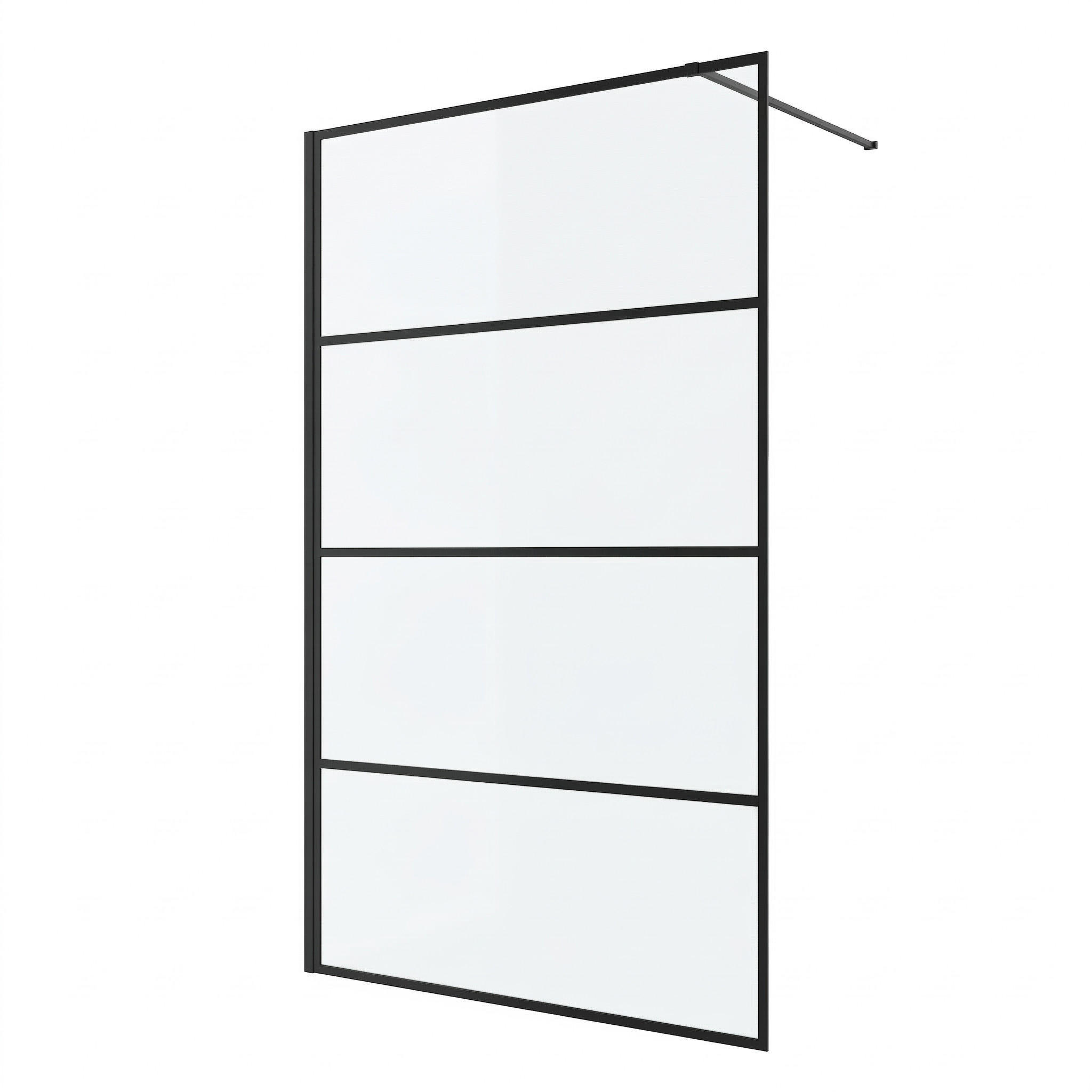 DUSCHWAND Essos - 100 x 200 cm - Schwarz - Walk-In Duschabtrennung aus Sicherheitsglas - Schwarz, Glas (100/200cm) - Badplaats