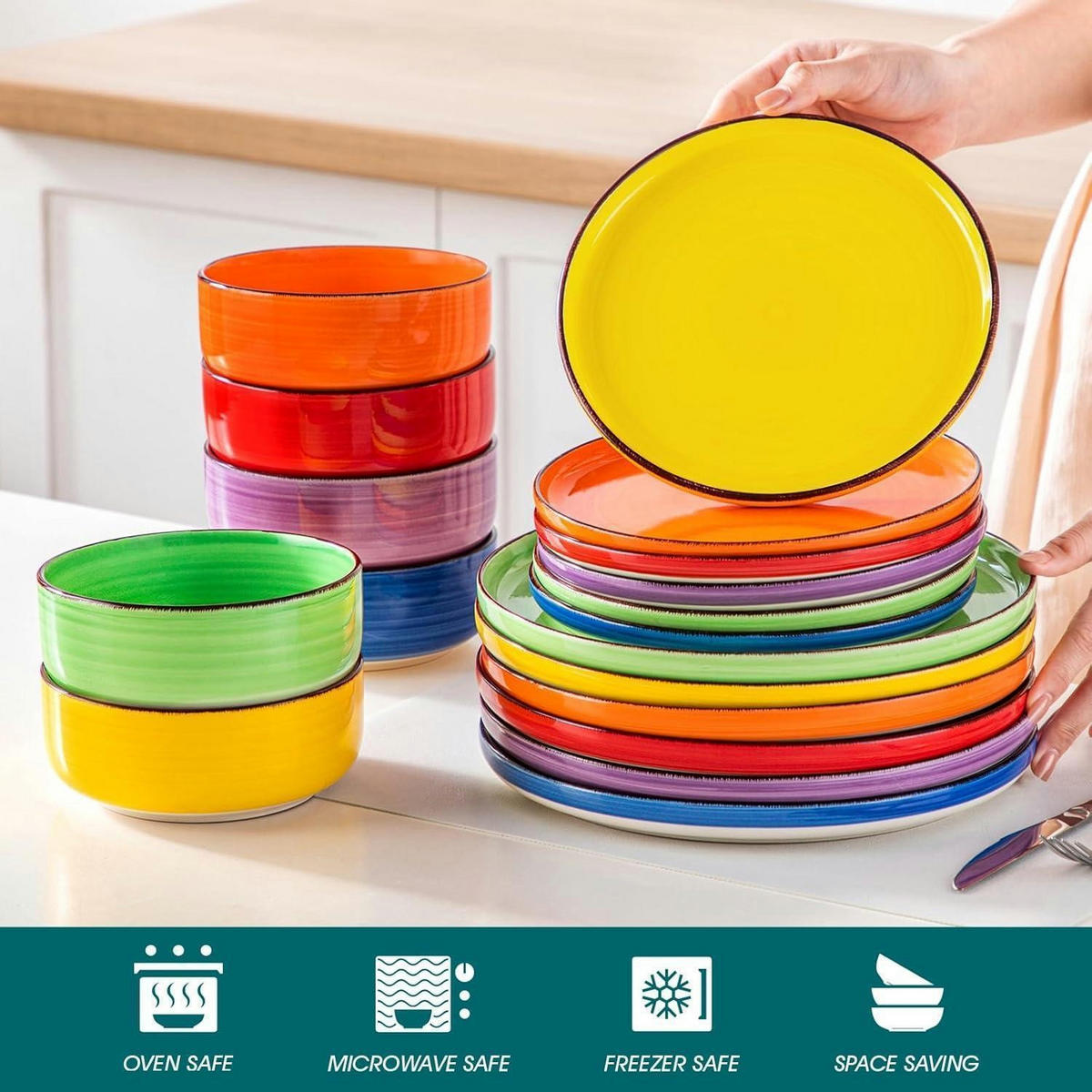 TAFELSERVICE 18-teiliges Set Bonita Steingut bunt - Multicolor, Keramik (26/2.3/26cm)