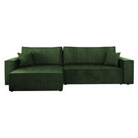 ECKSOFA Karl Cord Maxi - Schwarz/Grün, Holz/Kunststoff (272/145cm) - MIRJAN24