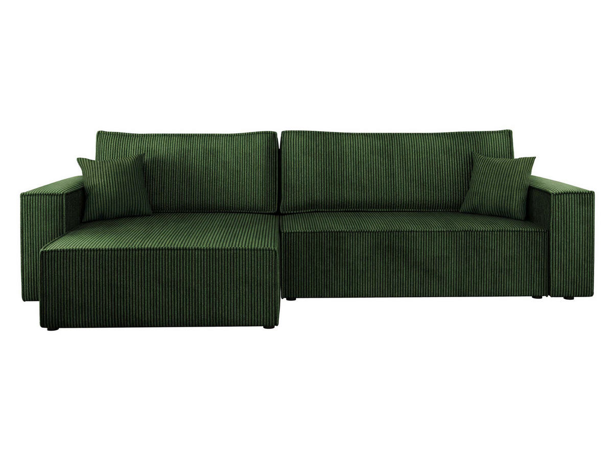 ECKSOFA Karl Cord Maxi - Schwarz/Grün, Holz/Kunststoff (272/145cm) - MIRJAN24