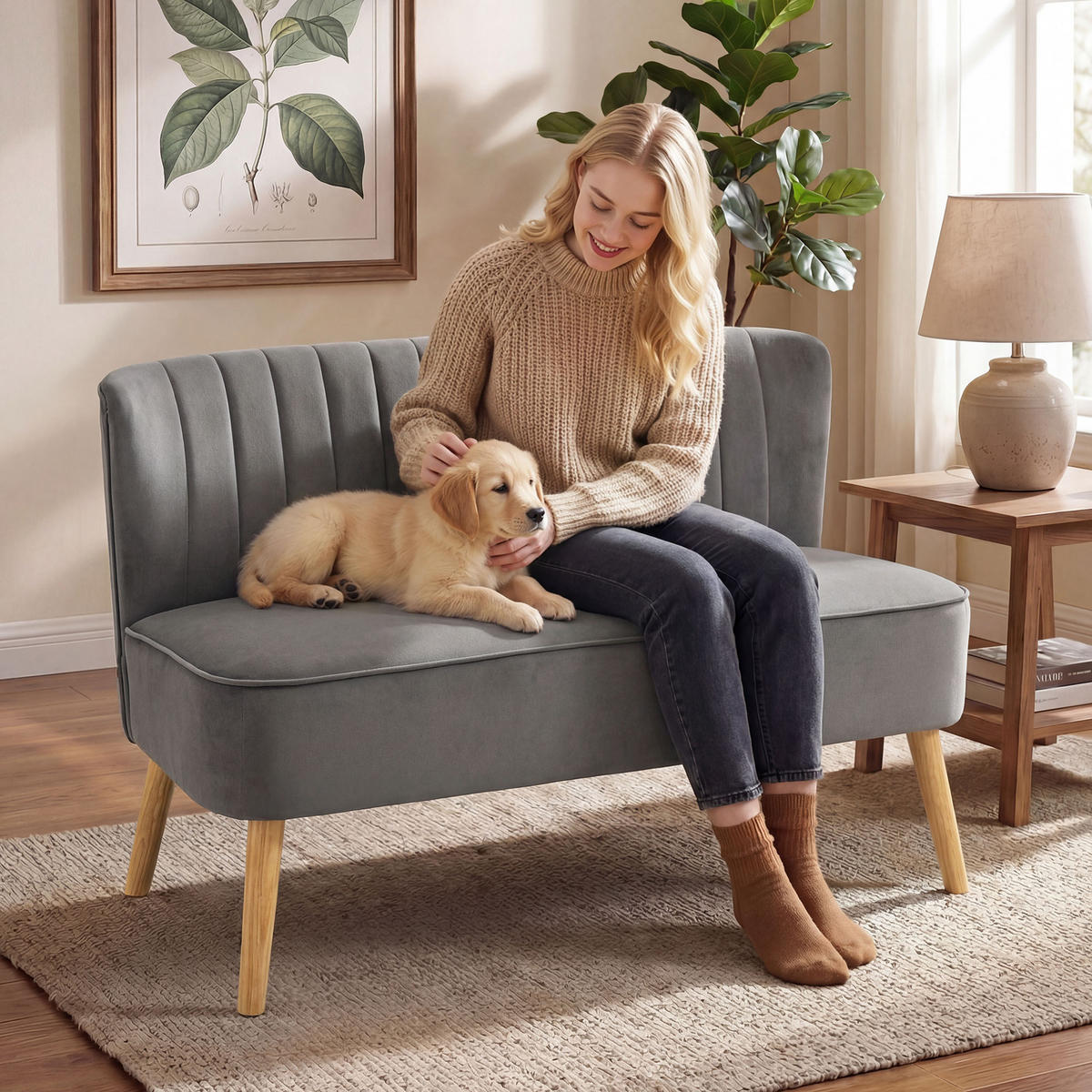 2-SITZER Sofa Dunkelgrau 117.0/56.5/77.0 cm - Dunkelgrau, Textil (56.5/77/117cm)
