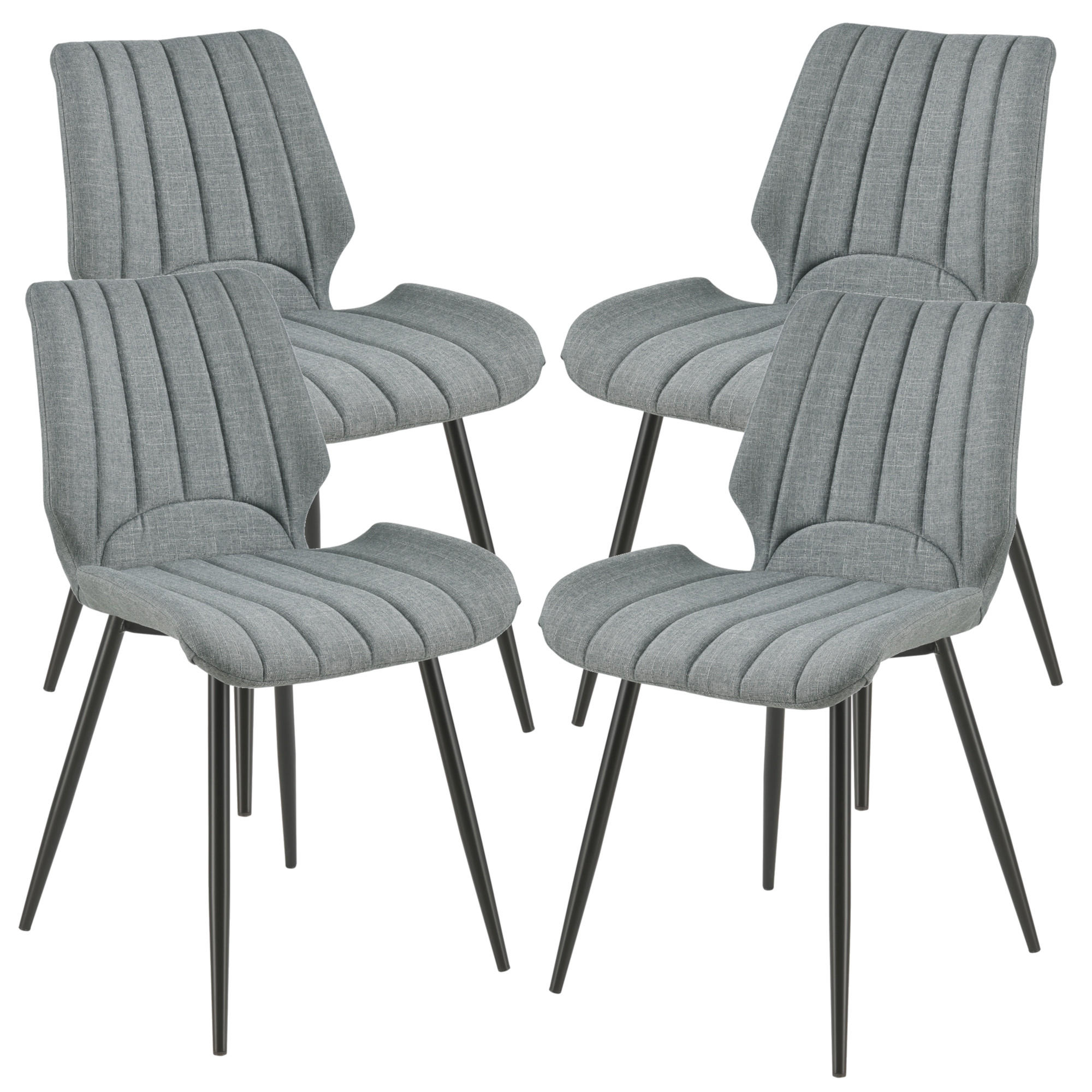 ESSZIMMERSTUHL Mendoza 4er - Hellgrau, Textil (58/77/46cm) - [en.casa]