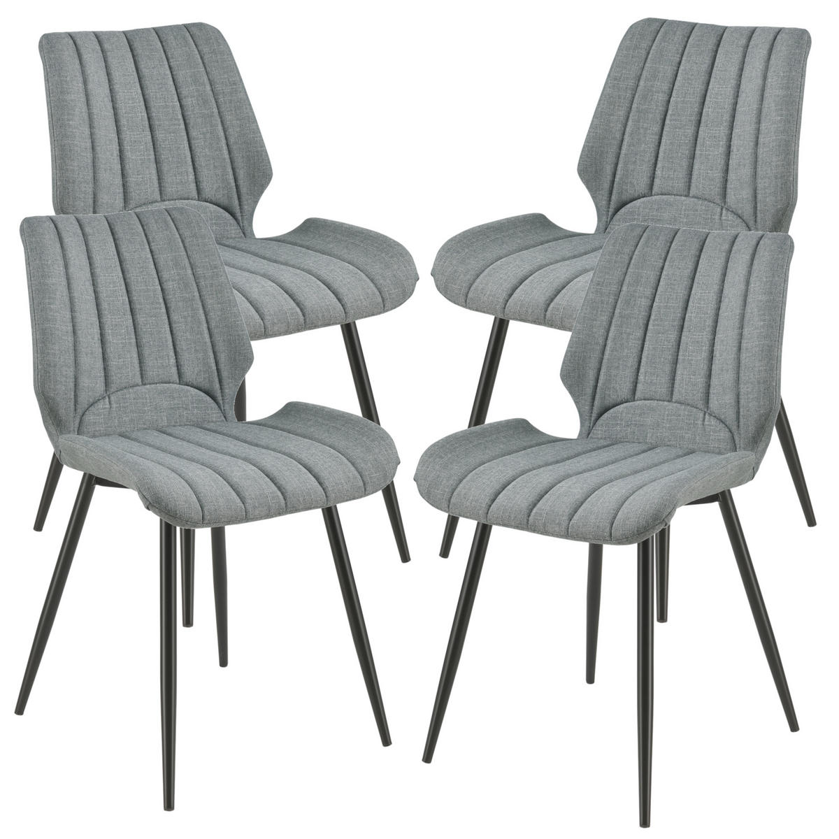 ESSZIMMERSTUHL Mendoza 4er - Hellgrau, Textil (58/77/46cm) - [en.casa]