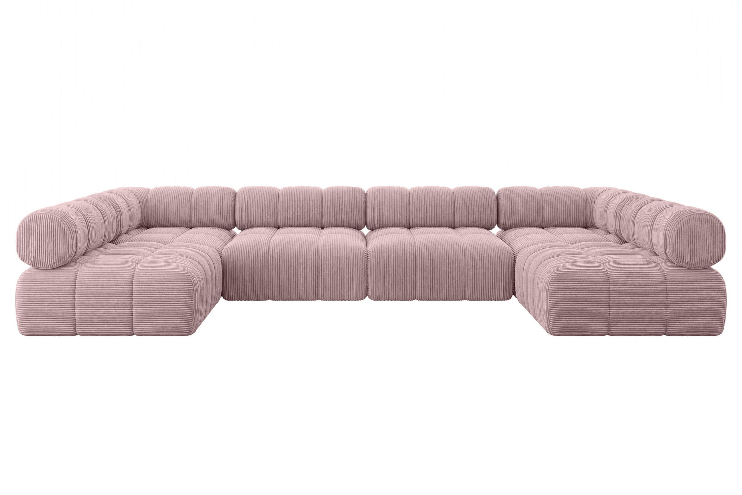WOHNLANDSCHAFT modulares Sofa Garvo-U2 - 380x190x70 cm Rosa Cord - Rosa, Holzwerkstoff/Textil (380/70/190cm) - ALTDECOR